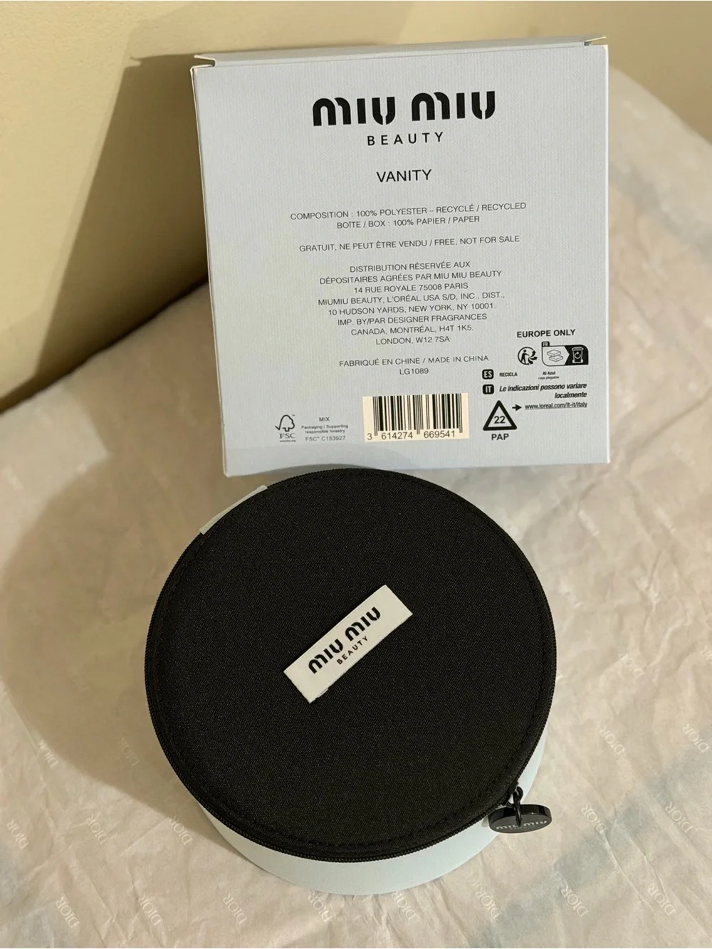 Miu Miu Black and White Round Vanity Case